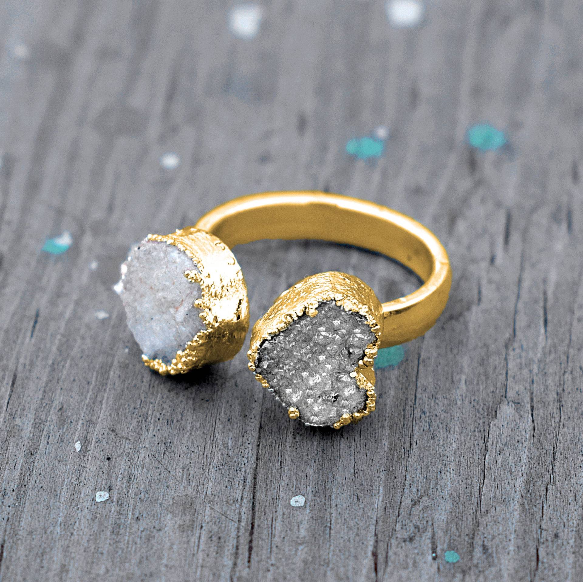 Druzy Ring | Edelstein Offener Messing Ehering Ringe Für Frauen Geburtsstein Trauringe Einzigartige von GemFormingStudio