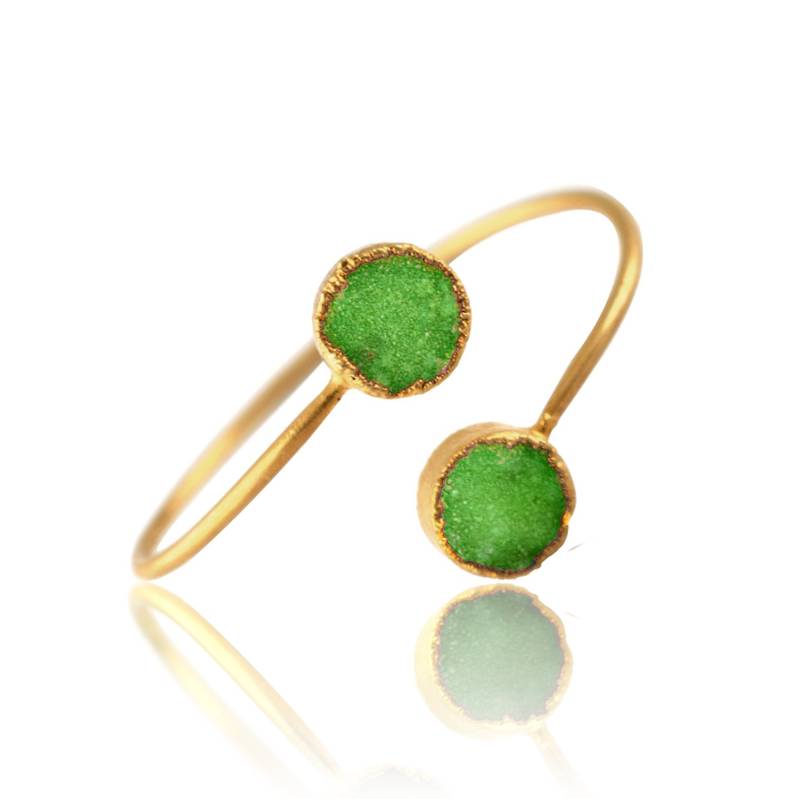 Grüner Druzy Cuff Armreif Armband ~ Edelstein Liebesarmband Handgemachter Jade Freundschaftsarmband Geschenk Für Sie von GemFormingStudio