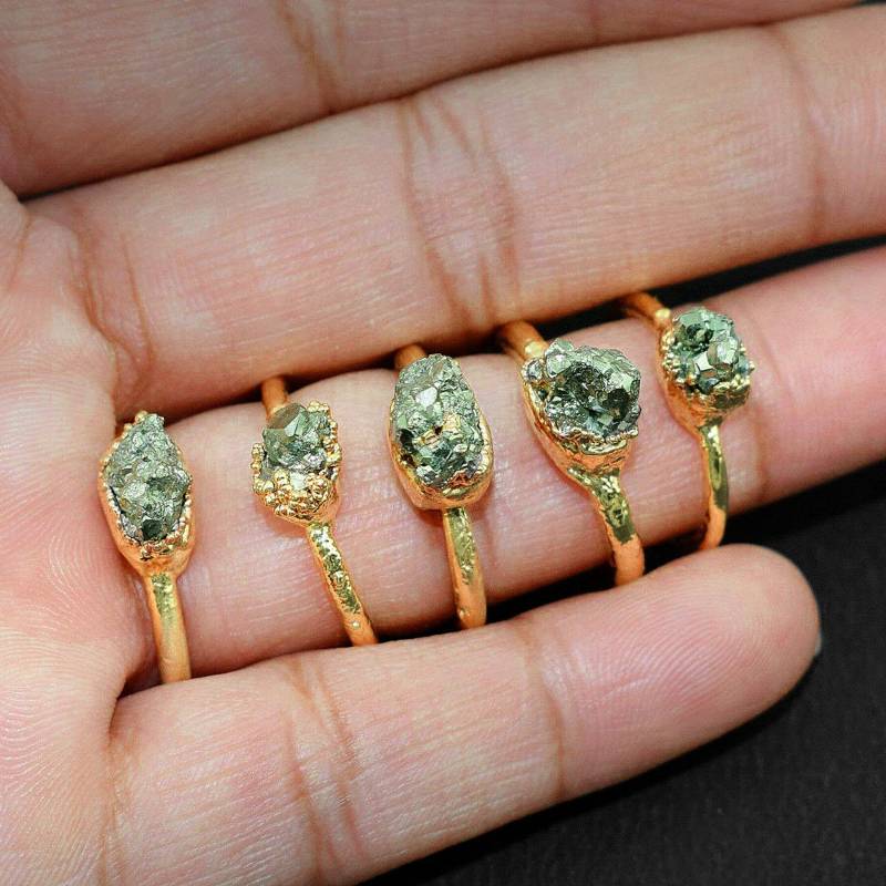 Grüner Pyrit Ring | Roher Edelstein Frauen Modeschmuck Trending Für Vintage Winziger von GemFormingStudio