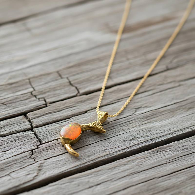Opal Stein Halbmond Anhänger, Kupfer Boho Halskette von GemFormingStudio