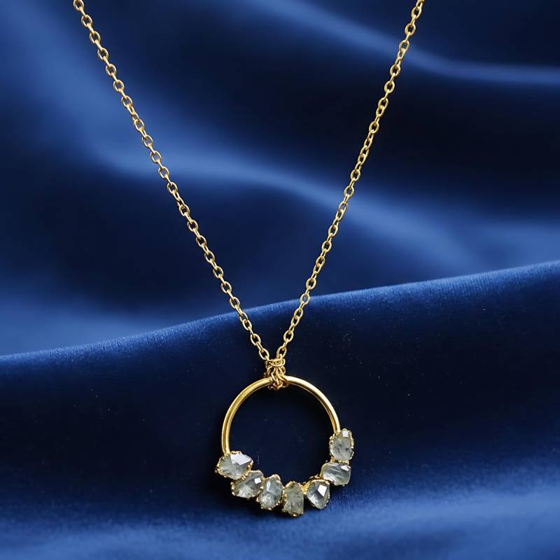 Herkimer Anhänger | Galvanisierter Messing Rohstein Für Sie Damen Schmuck [Gfs3273] von GemFormingStudio