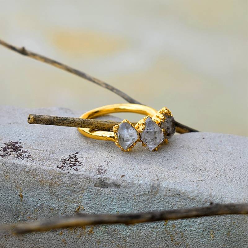 Herkimer Diamant Ring - Galvanisierter Messing Geschenk Für Sie Frauen Mutter Ehering Jahrestag Geschenke von GemFormingStudio