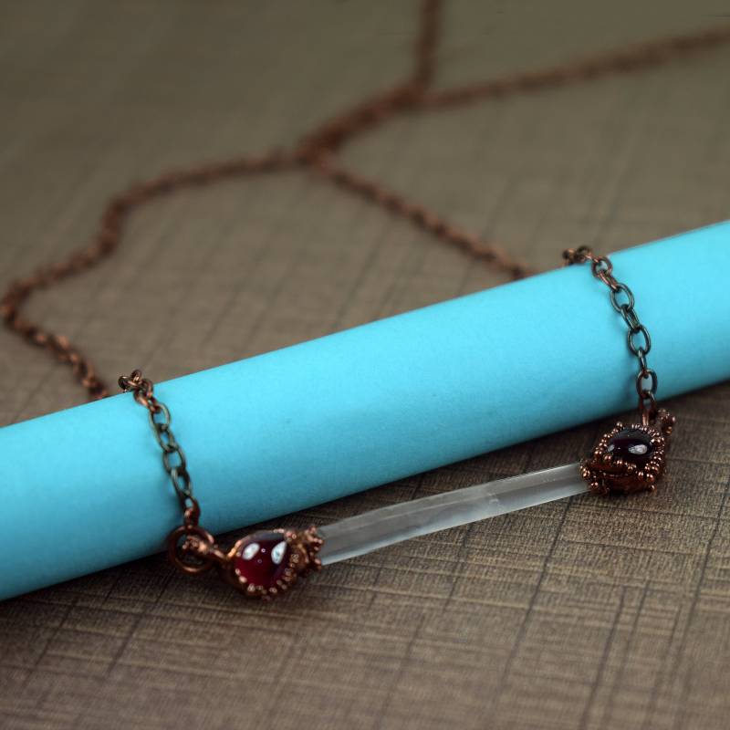 Kristall Anhänger | Granat Stein Edelstein Statement Hängender Für Damen Frauen Modeschmuck von GemFormingStudio