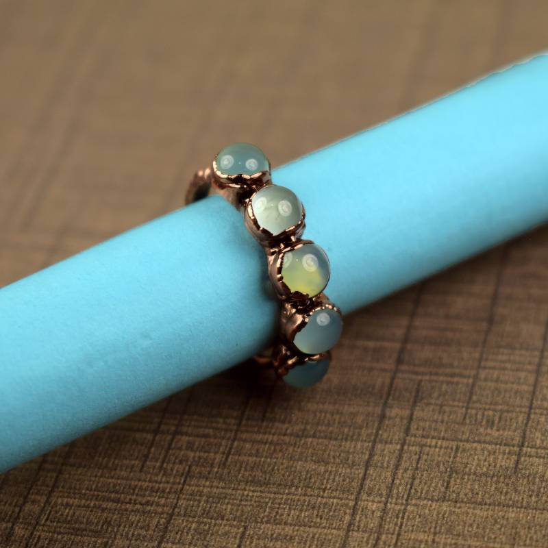 Multi Blauer Chalcedon Edelstein Ring Multicolor ~ Handgemachter Schmuck Ringe Fuer Frauen Einzigartige von GemFormingStudio