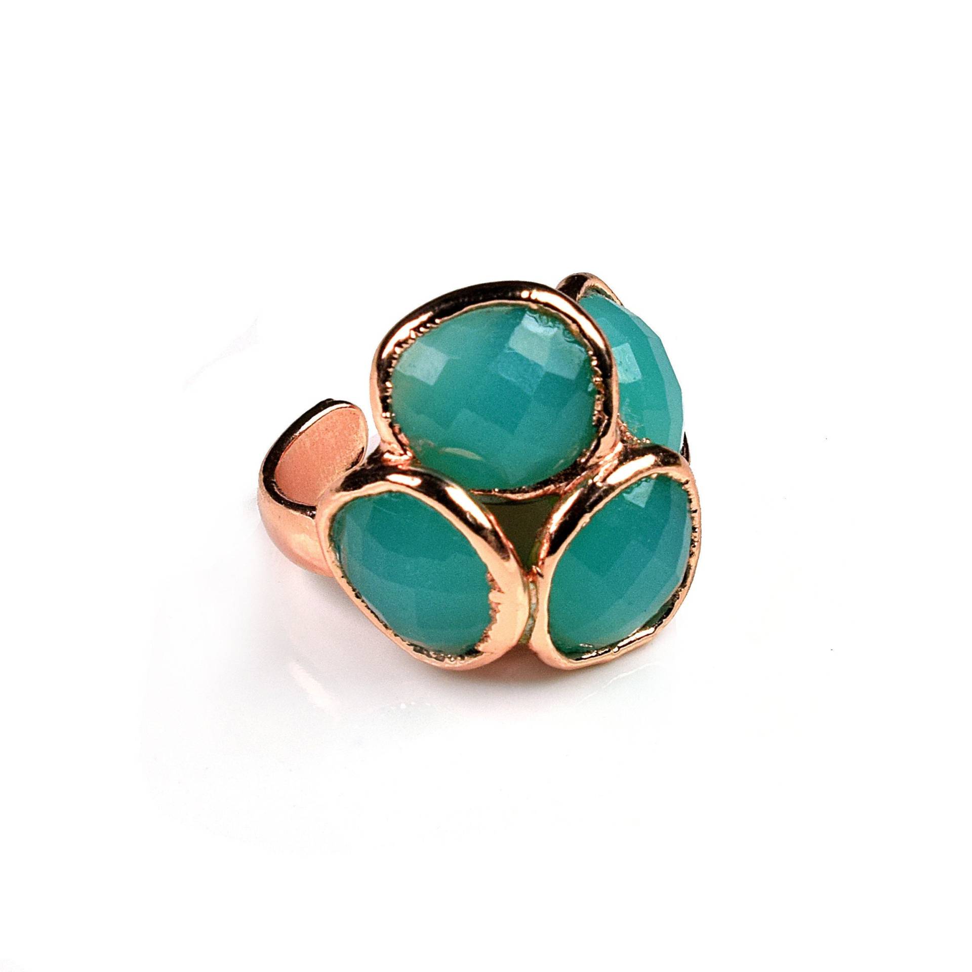 Multi Grüner Chalcedon Edelstein Statement Ring Handgemachter Schmuck Frauen Ringe Für Einzigartige Stone von GemFormingStudio