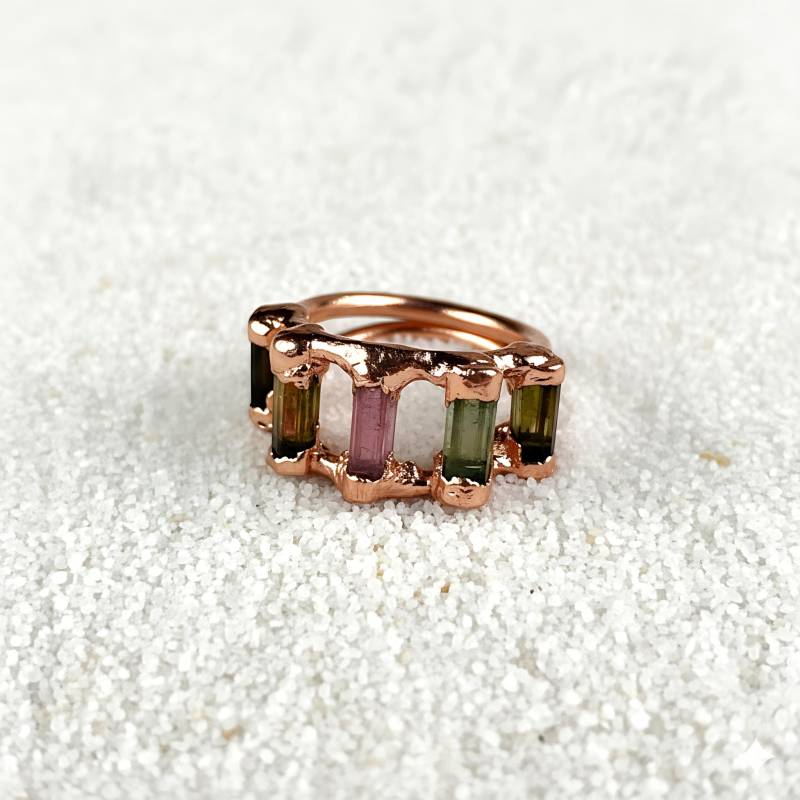 Multi Turmalin Baguette | Galvanisierter Ring Für Sie Frauen Stein | Alle Größen Verfügbar Gfs2045 von GemFormingStudio