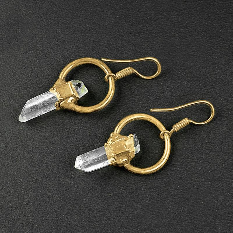 Natürliche Kristall Quarz Bleistift Edelstein Ohrring ~ Tropfen Ohrringe Einzigartige Für Frauen Baumeln von GemFormingStudio