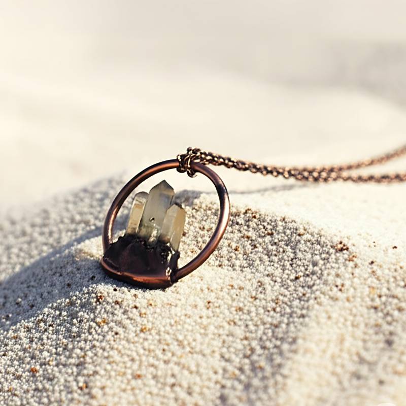 Natürliche Crystal Quartz Kupfer Anhänger Halskette von GemFormingStudio