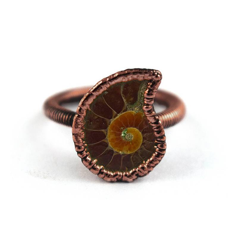 Natürlicher Ammonit Fossil Ring Edelstein ~ Roh Schmuck Frauen Antiker von GemFormingStudio