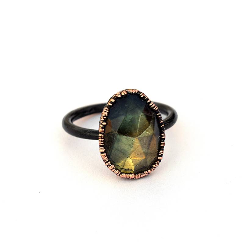 Natürlicher High Fire Labradorit Ring - Elektrogeformter Edelstein Oxidierter Geschenke Für Sie Geschenk Mutter Ringe Frauen von GemFormingStudio