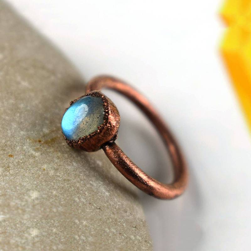 Natürlicher Labradorit Ring | Formring Stapelbare Ringe Versprechen Edelstein Jubiläum Ehering Für Sie von GemFormingStudio