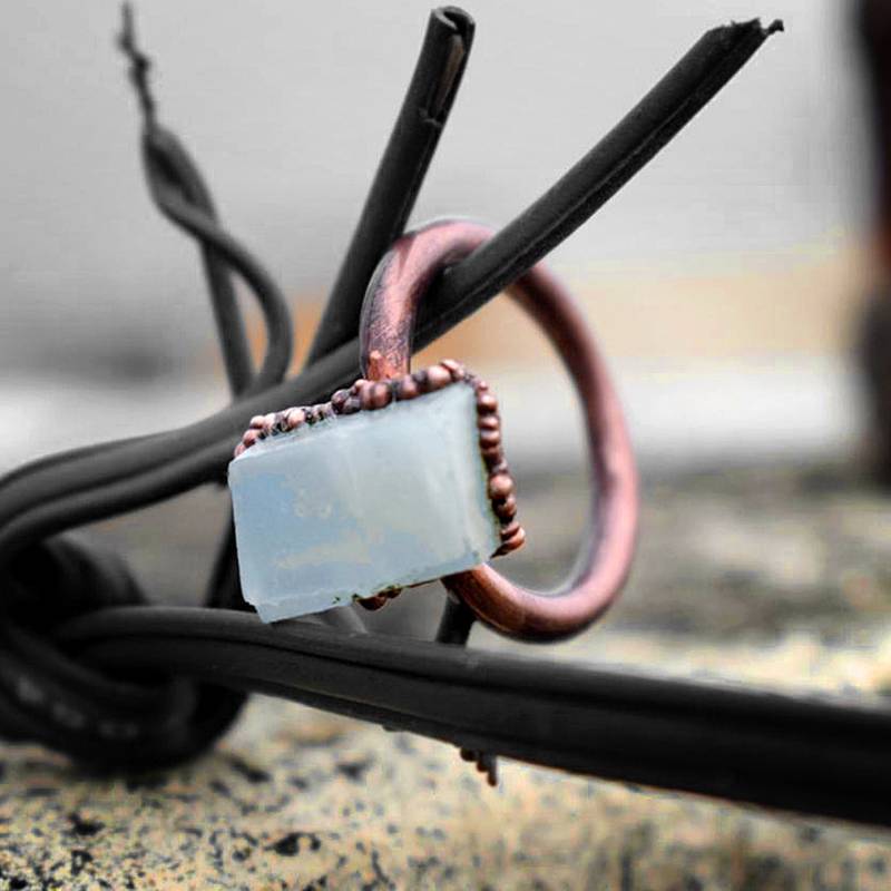 Regenbogen Mondstein Kupfer Ring, Minimalist Schmuck von GemFormingStudio