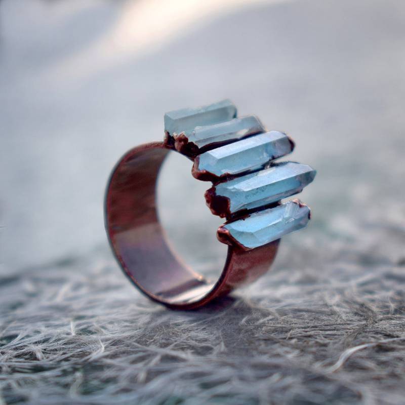 Schöner Blauer Aquamarin Edelstein Ring Messing Handgemachter Schmuck von GemFormingStudio
