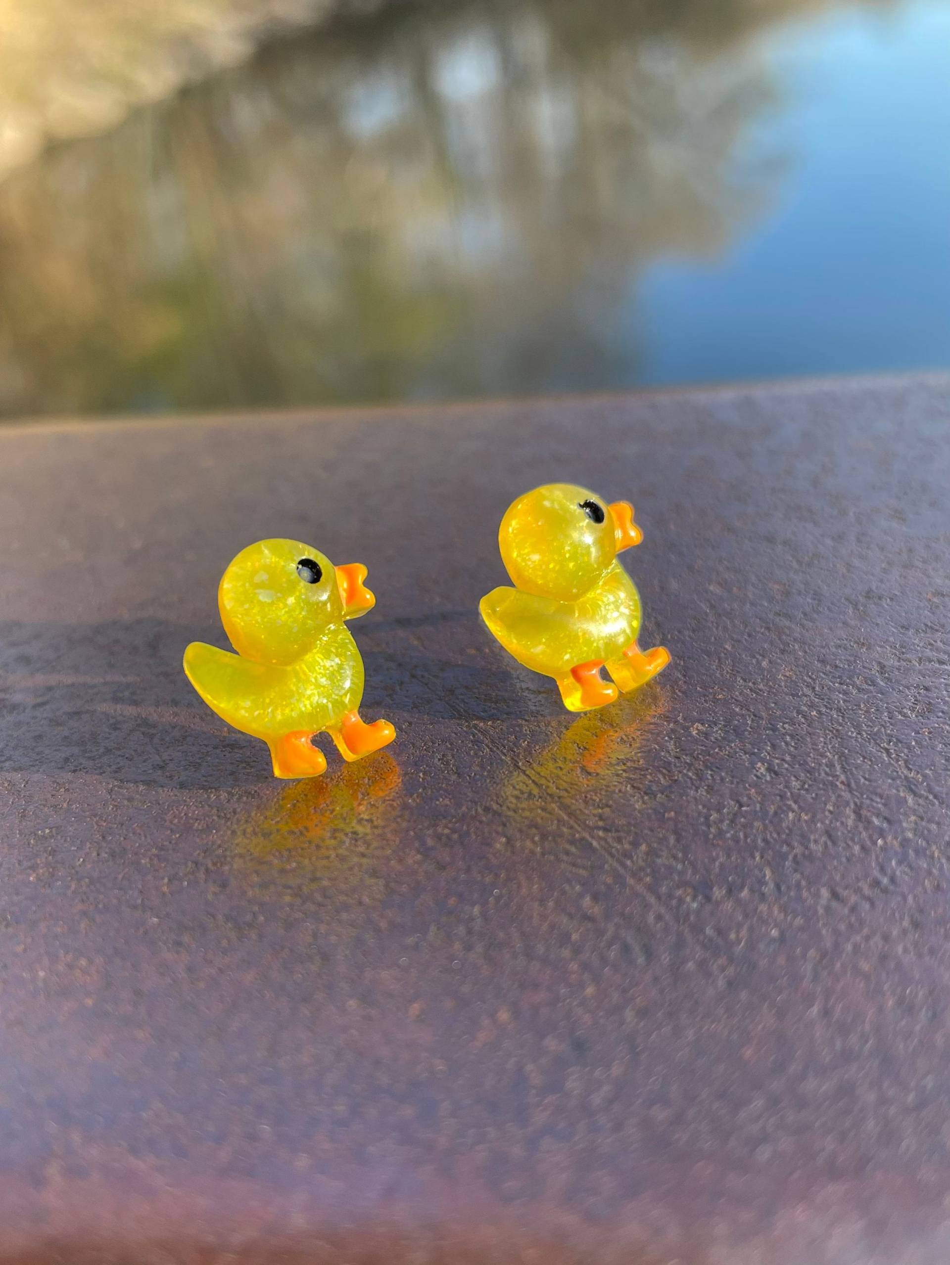 Metallfreie Kunststoff Post Gelbe Küken Ohrstecker Für Empfindliche Ohren, Allergiefreie Hypoallergene Ohrstecker, Ideal Kinder von GemInAShell