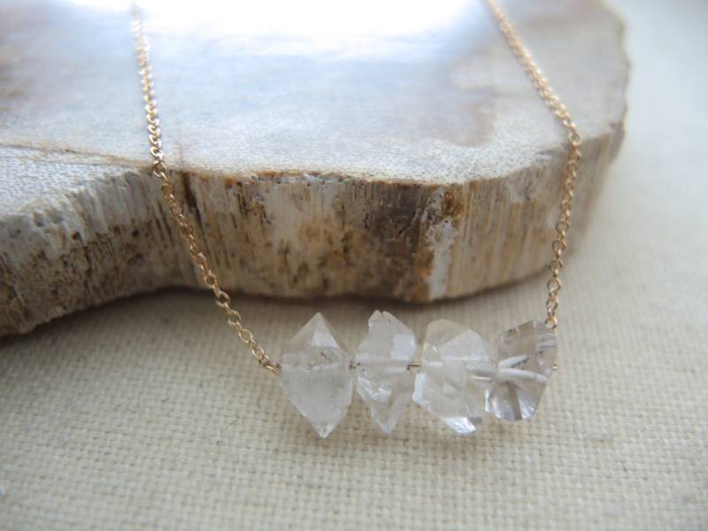 15% Sale Herkimer Diamant Halskette 14K Gold Filled Kette, Bergkristallschmuck von GemJewelrybyHWestNY