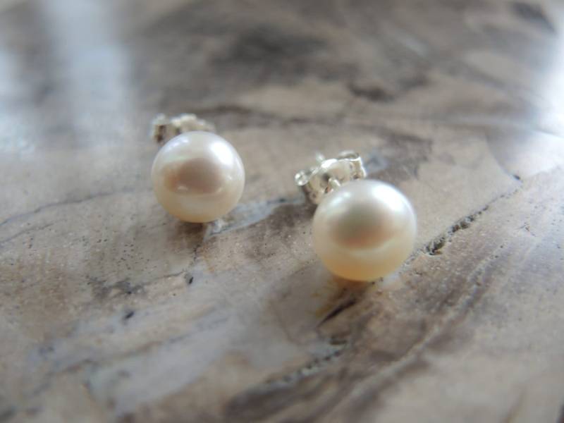Aaa Grade Süßwasser Perle Ohrstecker, Zuchtperle Schmuck, Sterling Silber Juni Birthstone, Geschenk Für Sie von GemJewelrybyHWestNY
