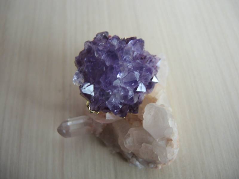 Aaa Rose Amethyst Druzy Ring 18K Gold Vermeil, Grösse 7 von GemJewelrybyHWestNY