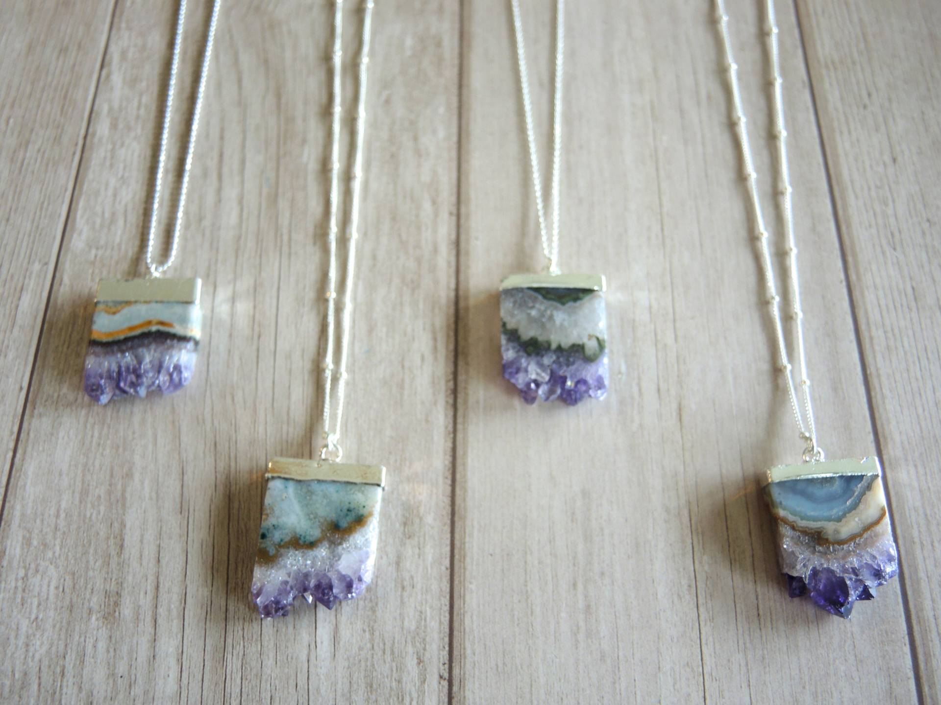 Amethyst Druzy Scheibe Halskette Sterling Silber Kette, Einzigartige Geode Amethyst Druzy Scheibe Halskette Sterling Silber Kette, Einzigartige Geode von GemJewelrybyHWestNY