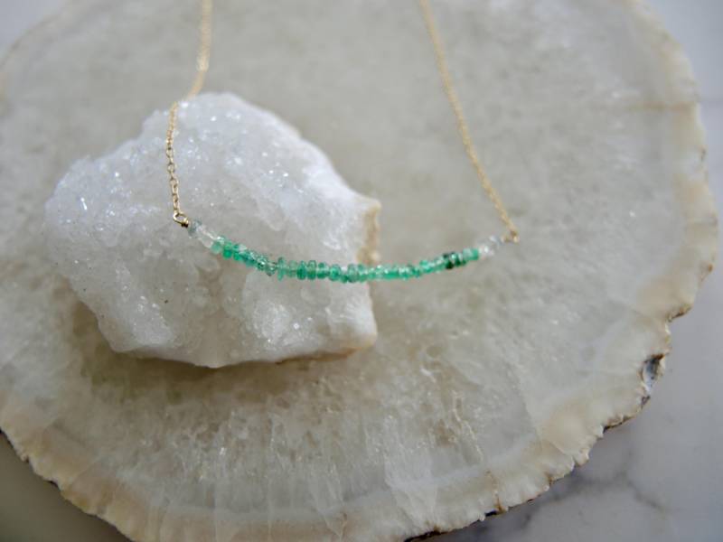 Natürliche Smaragd Halskette 14K Gold Filled Kette, Mai Birthstone von GemJewelrybyHWestNY