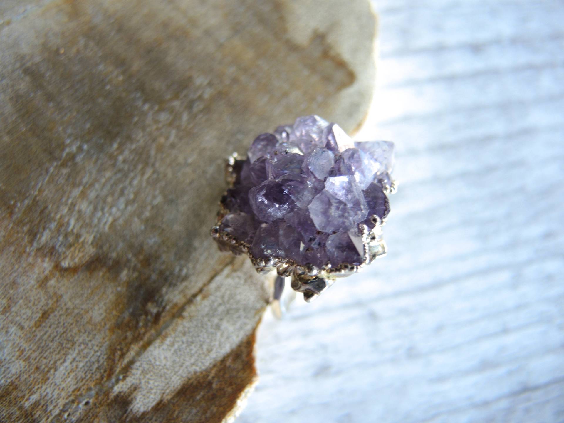 Rose Amethyst Druzy Ring Sterling Silber Verstellbarer Ring, Februar Geburtsstein, Natürlicher Geode Kristall Rose Amethyst Druzy Ring Sterling Silber Verstellbarer Ring, Februar Geburtsstein, Natürlicher Geode Kristall von GemJewelrybyHWestNY