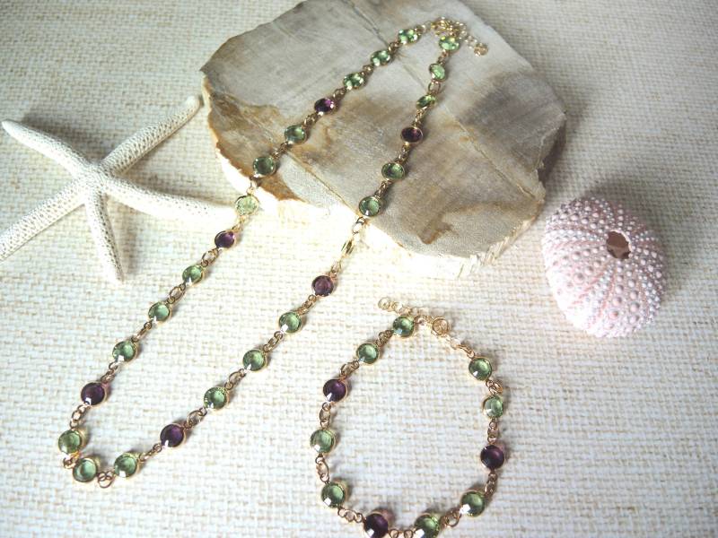 Swarovski Schmuck Sets 14K Gold Filled Lünette, Kette, Armband von GemJewelrybyHWestNY