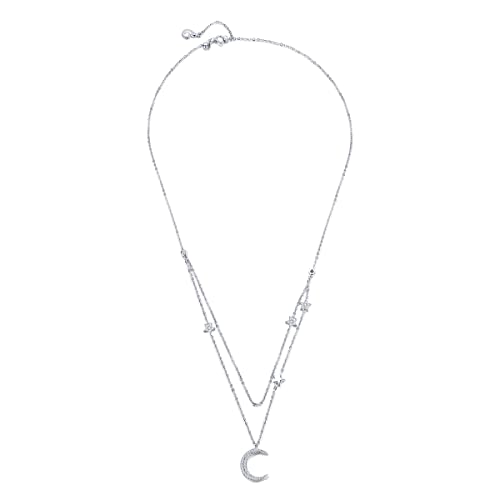 GemKing BSN038 Moon & Stars S925 Sterling Silver Necklace von GemKing