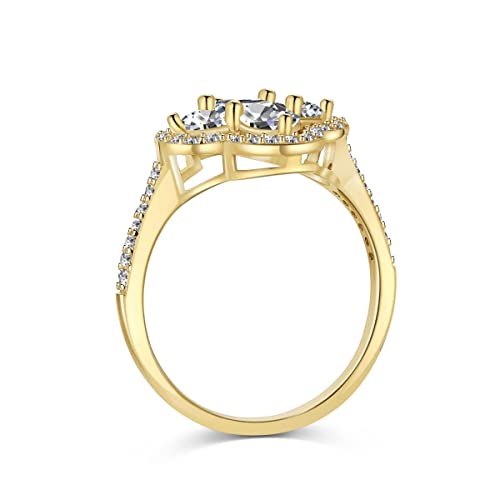 GemKing DY120712-S-G-WH-9 Trending Design 18K Gold Plated 925 Sterling Silver Diamond 5a Cubic Zirconia Four Leaf Clover Promise Engage Ring von GemKing