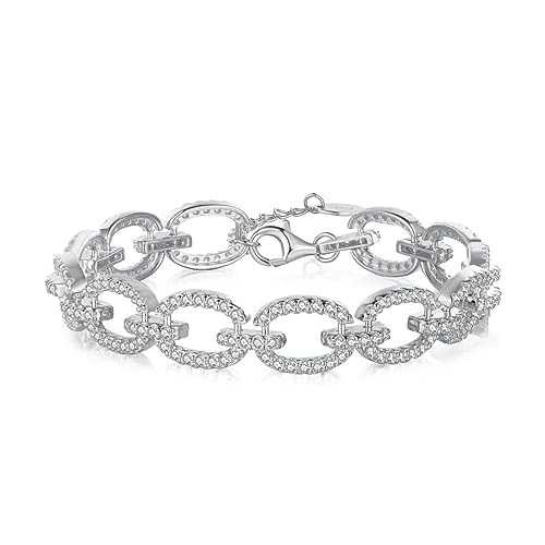 GemKing DY150161-S-W-WH Custom Chunky Cuban Link Bracelet For Women Chain 18k Gold Designer Charm Layer Handmade 925 Sterling Silver Bracelets bangles von GemKing