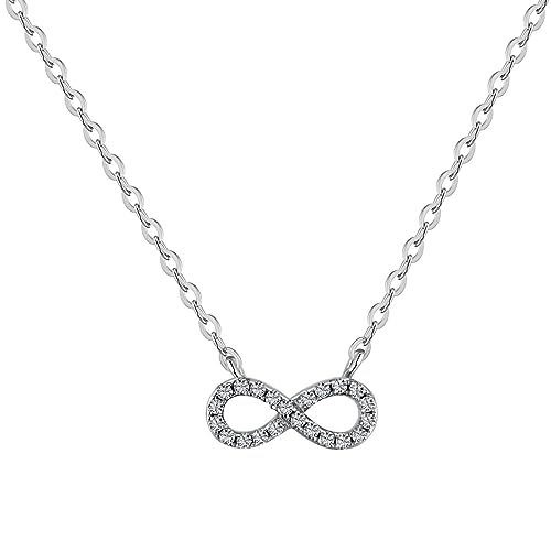 GemKing DY190328-S-W-WH Minimalist Design Women 925 Sterling Silver Non Tarnish 5A Zirconia Number 8 Infinity Pendant Necklace von GemKing