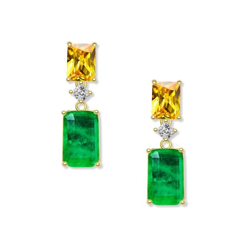 GemKing E0135 carat synthetic emerald 8 * 12 earrings for women, fashionable and versatile earrings von GemKing