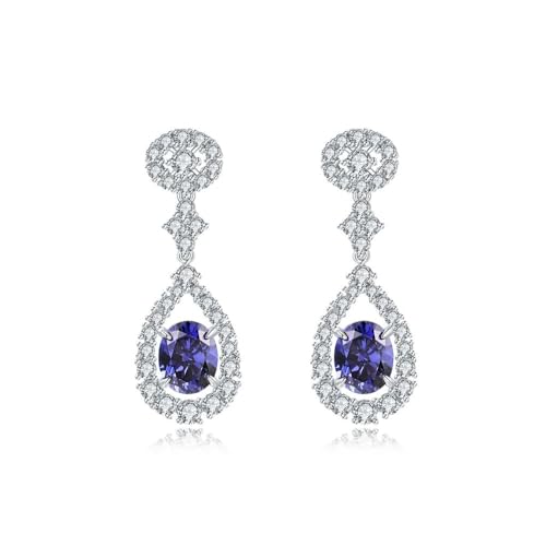 GemKing E0241 925 silver 3.5 carat egg-shaped tanzanite earrings 9 * 11 full diamond earrings for women von GemKing