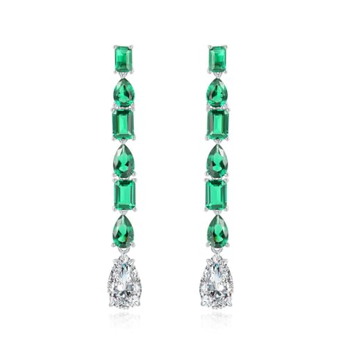 GemKing E0394 S925 silver 1ct green nano earrings 8 * 13 long personality earrings for women von GemKing