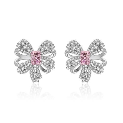 GemKing E0400 Sterling silver 1ct rectangular ice flower cut 5 * 7 high carbon diamond earrings bow earrings for women von GemKing