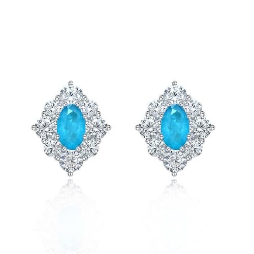 GemKing E0451 925 silver 1.5ct synthetic Paraiba egg-shaped 6 * 9 stud earrings for women luxury von GemKing