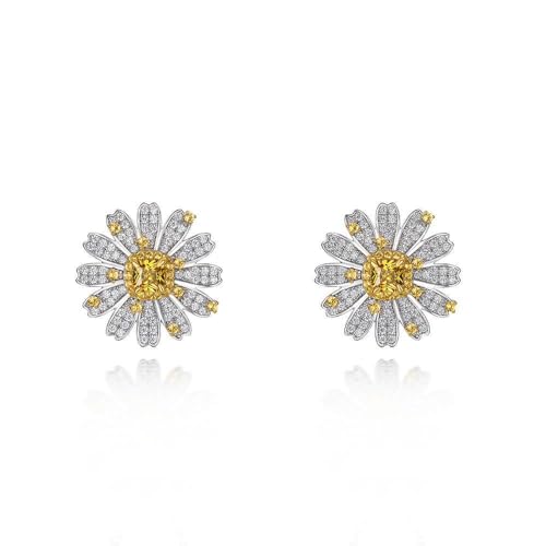 GemKing E0522 925 silver daisy earrings 0.5 carat light luxury flower earrings for women von GemKing