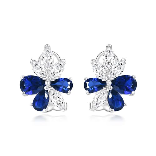 GemKing E1698 s925 high carbon diamond earrings 3 carat water droplets 8 * 12 blue spinel luxury earrings for women von GemKing