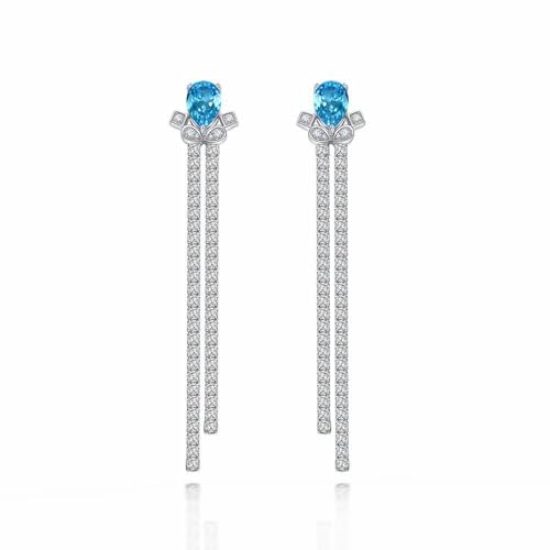 GemKing E1715 s925 silver 1.5ct water drop 7 * 10 high carbon diamond earrings long personalized versatile earrings for women von GemKing