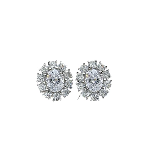 GemKing E2046 925 silver 2 carat high carbon diamond earrings for women ice flower cut pink egg shape 7 * 9 von GemKing