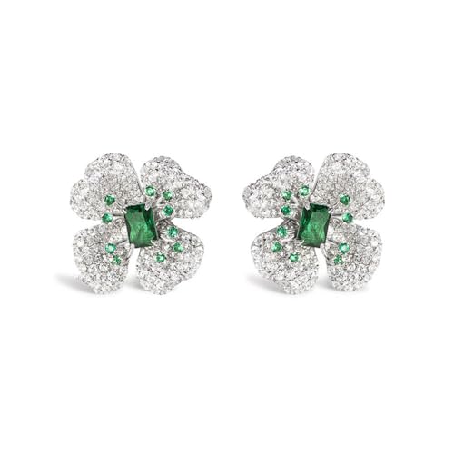 GemKing ER230218001 Green spinel retro temperament flower earrings for women S925 sterling silver gold-plated earrings silver jewelry von GemKing