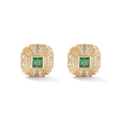 GemKing ER230628009 Autumn and winter retro green nano earrings for women 925 silver high-end diamond square earrings von GemKing