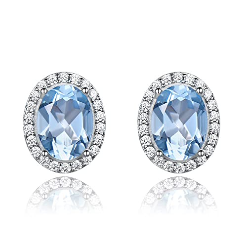 GemKing EUJ073B-1 S925 Sterling Silver Earring Nano sky blue OV6*8-2pcs Women's Earring Weight:2.36g von GemKing