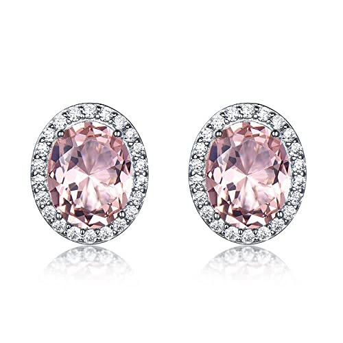 GemKing EUJ073PS-1 S925 Sterling Silver Earring Nano Morganite OV6*8-2pcs Women's Earring Weight:2.36g von GemKing