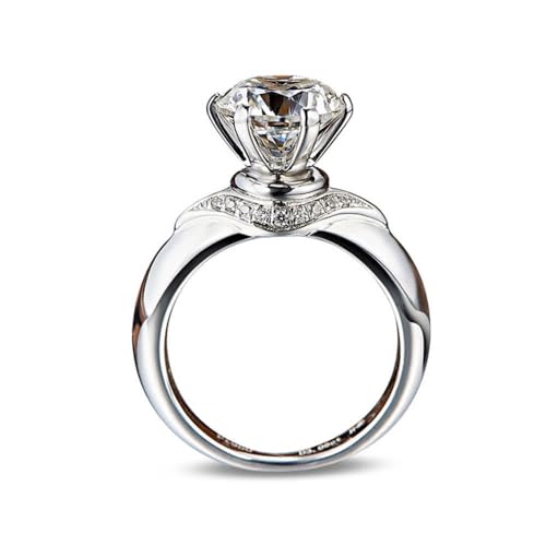 GemKing HR241 S925 sterling silver 1.5 carat 7mm round high carbon diamond ring for women von GemKing