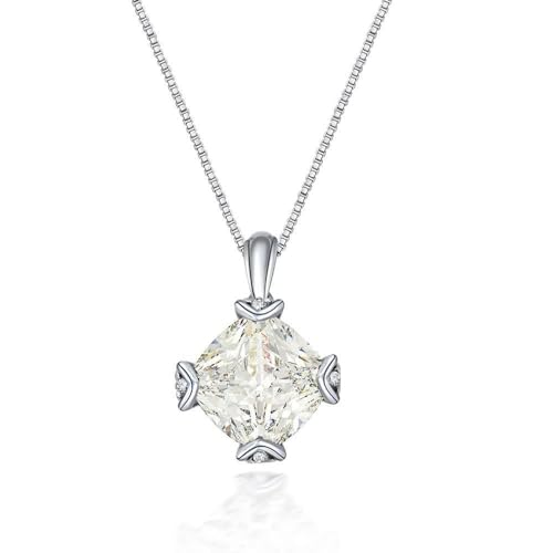 GemKing P0441 11 carat princess 11 * 11 ice flower cut high carbon diamond pendant for women silver 925 necklace 40+3 von GemKing