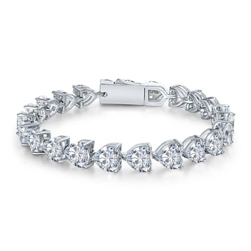 GemKing P0527 925 silver high carbon diamond full diamond bracelet 1ct diamond 7 * 7mm row diamond chain for women von GemKing
