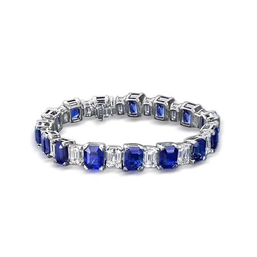 GemKing P0628 925 silver fashion jewelry for women single row inlaid 4.5 carat synthetic sapphire bracelet 18cm von GemKing