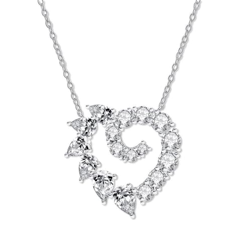 GemKing P0755 925 silver light luxury niche 1 carat love heart-shaped necklace women's high carbon diamond clavicle chain 40+3 von GemKing