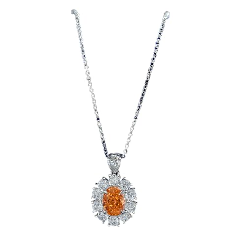 GemKing P2046 925 silver light luxury niche design pendant 4.5ct oval 7 * 9 high carbon diamond necklace for women 40+3 von GemKing