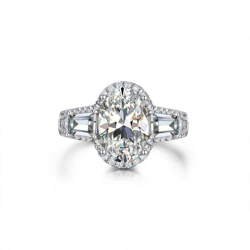 GemKing R0306 3 carat diamond ring oval 8 * 12 high carbon diamond group inlaid with diamonds grand luxury female 925 silver ring von GemKing