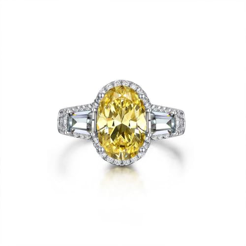GemKing R0306 3 carat diamond ring oval 8 * 12 high carbon diamond group inlaid with diamonds grand luxury female 925 silver ring von GemKing